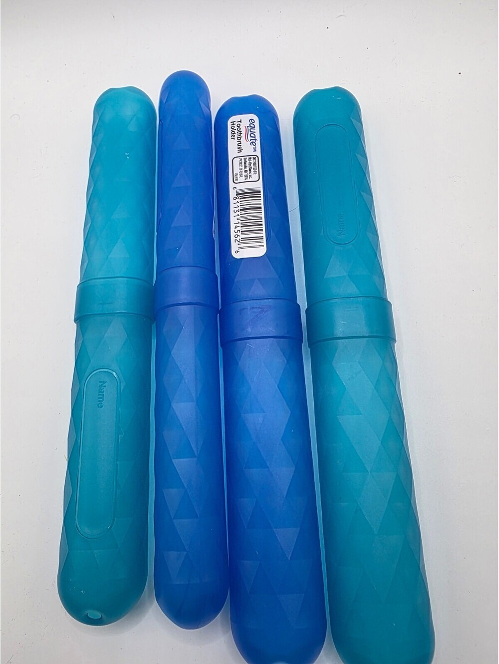 Equate Travel Toothbrush Holders Blue Teal Plastic Cases Lot of 4